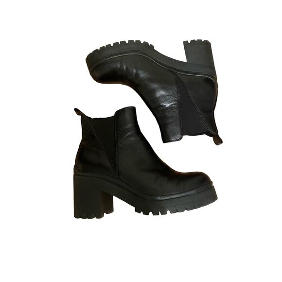Jeffrey Campbell Black Leather Boots Size 8 - Picture 1 of 7